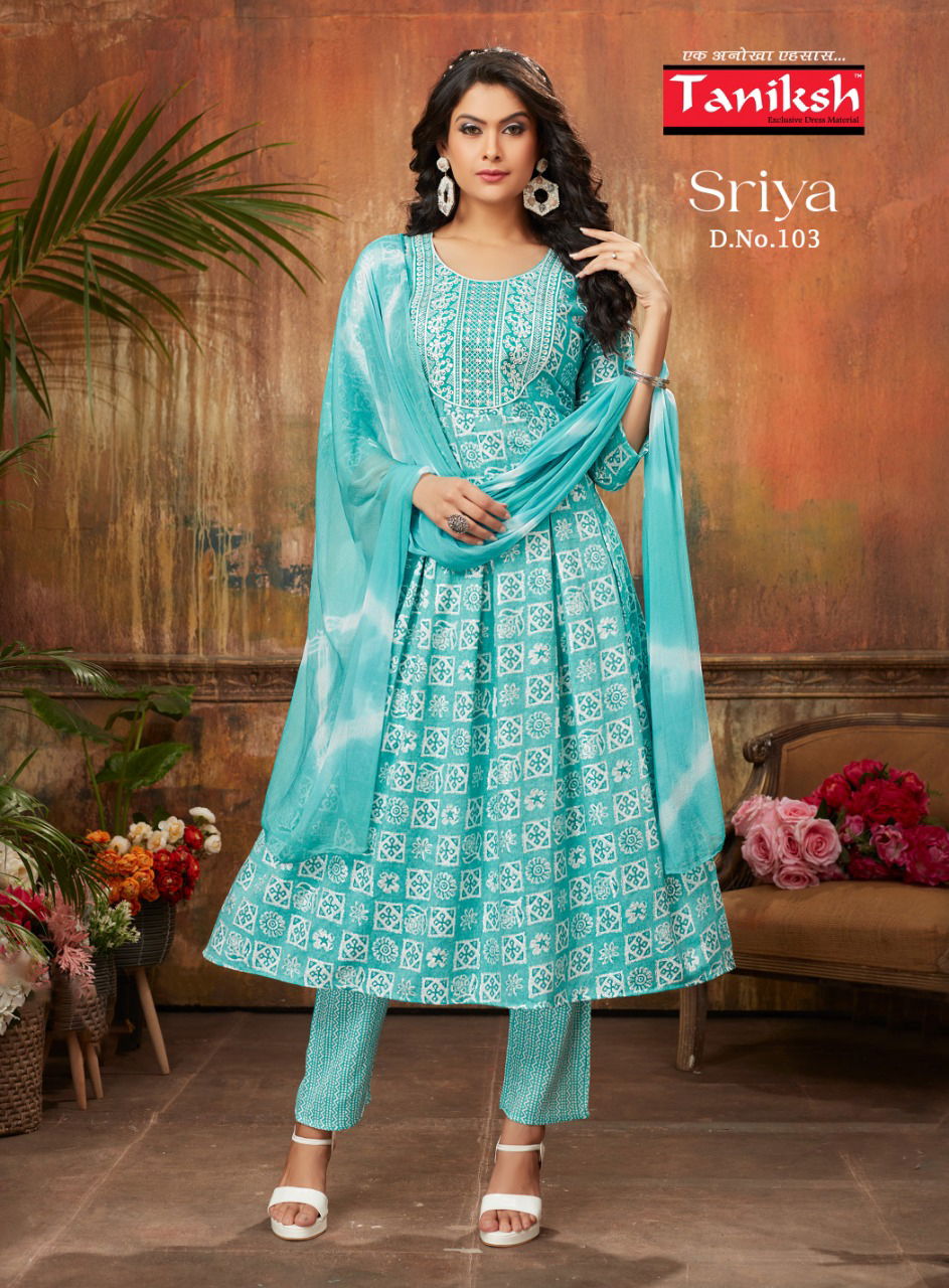 Taniksh Sriya Fancy Wear Wholesale Designer Readymade Suits Catalog